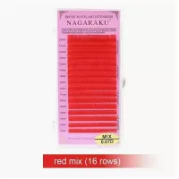 Красные ресницы Nagaraku MIX Premuim Extensions C, 0.15, 7-15 mm 2 шт